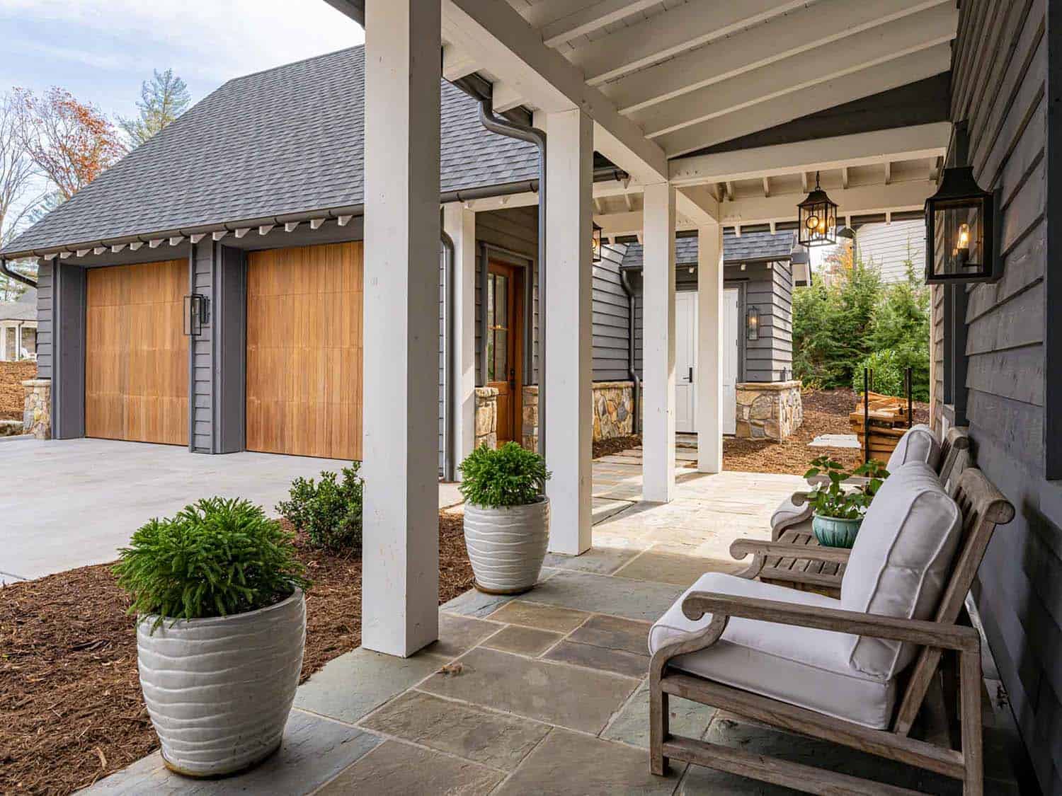 contemporary farmhouse style home covered front porch