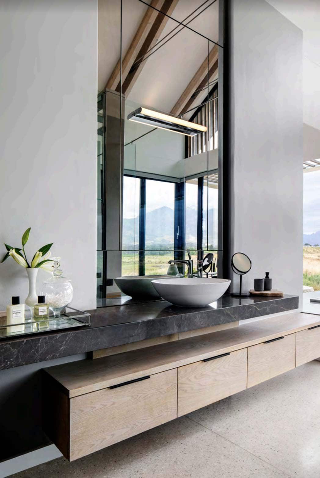 contemporary bathroom with a vanity