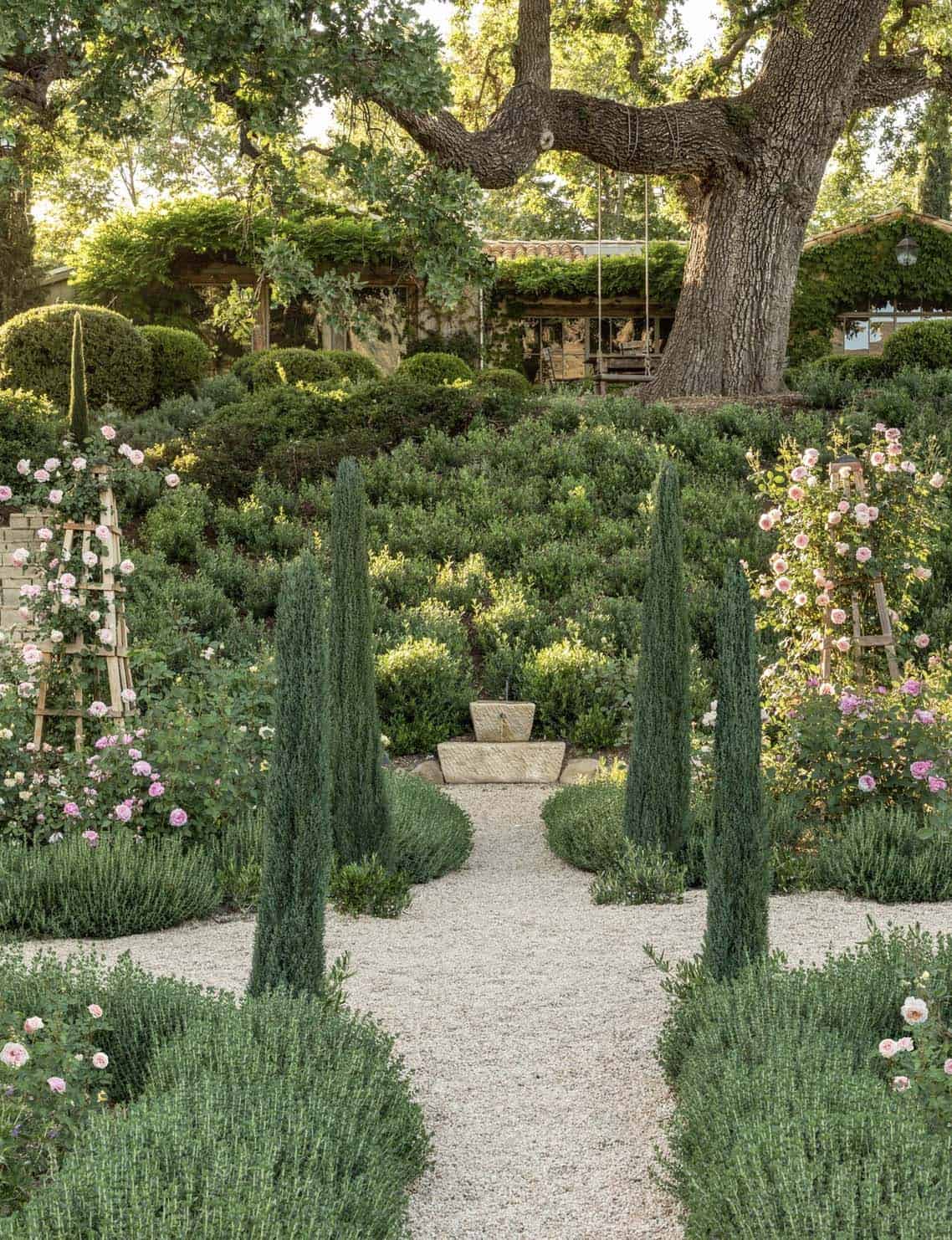 European-inspired country home garden