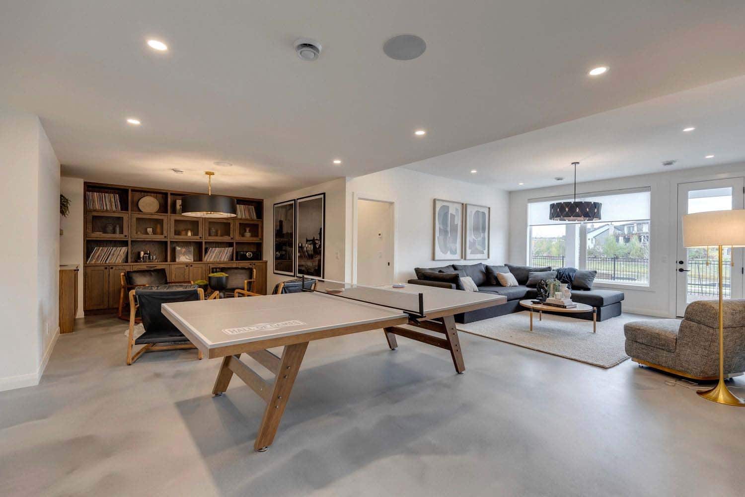 contemporary lower level game room