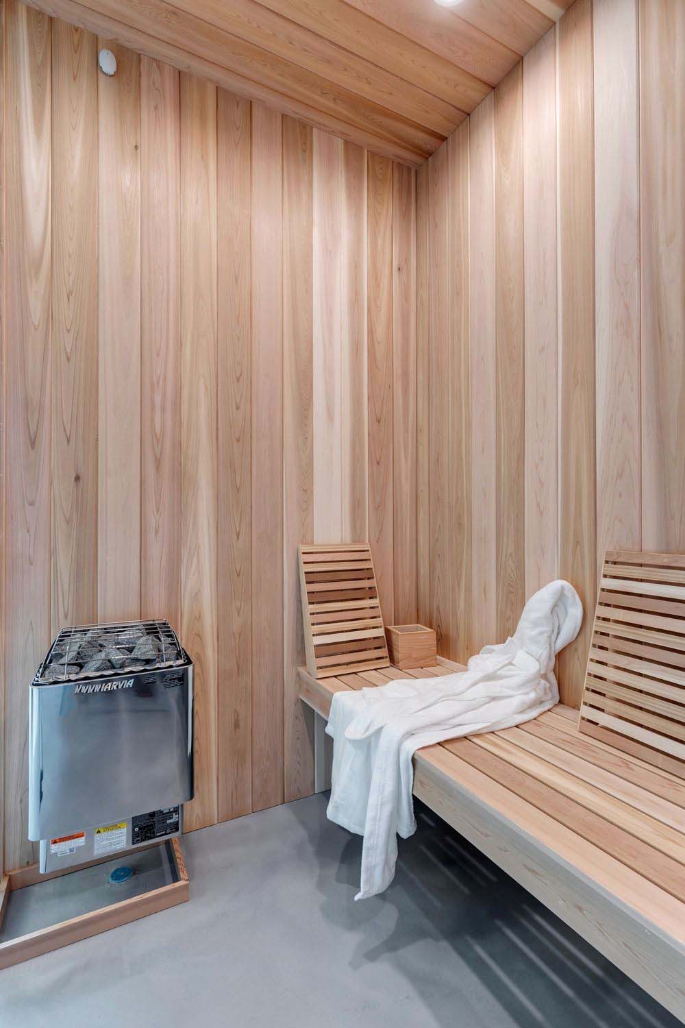 contemporary lower level sauna