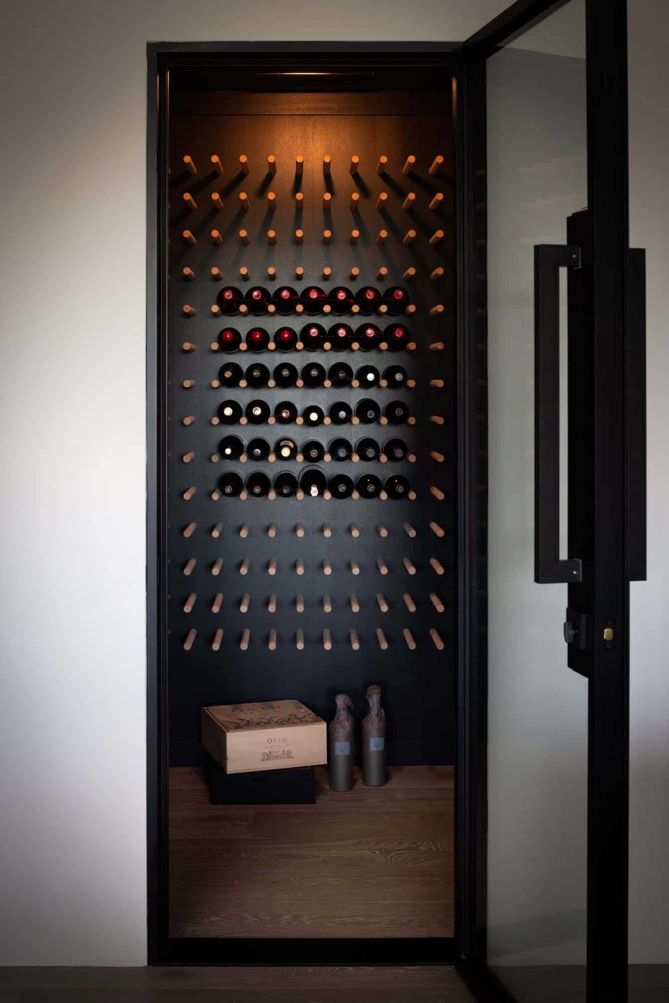 midcentury modern wine storage room