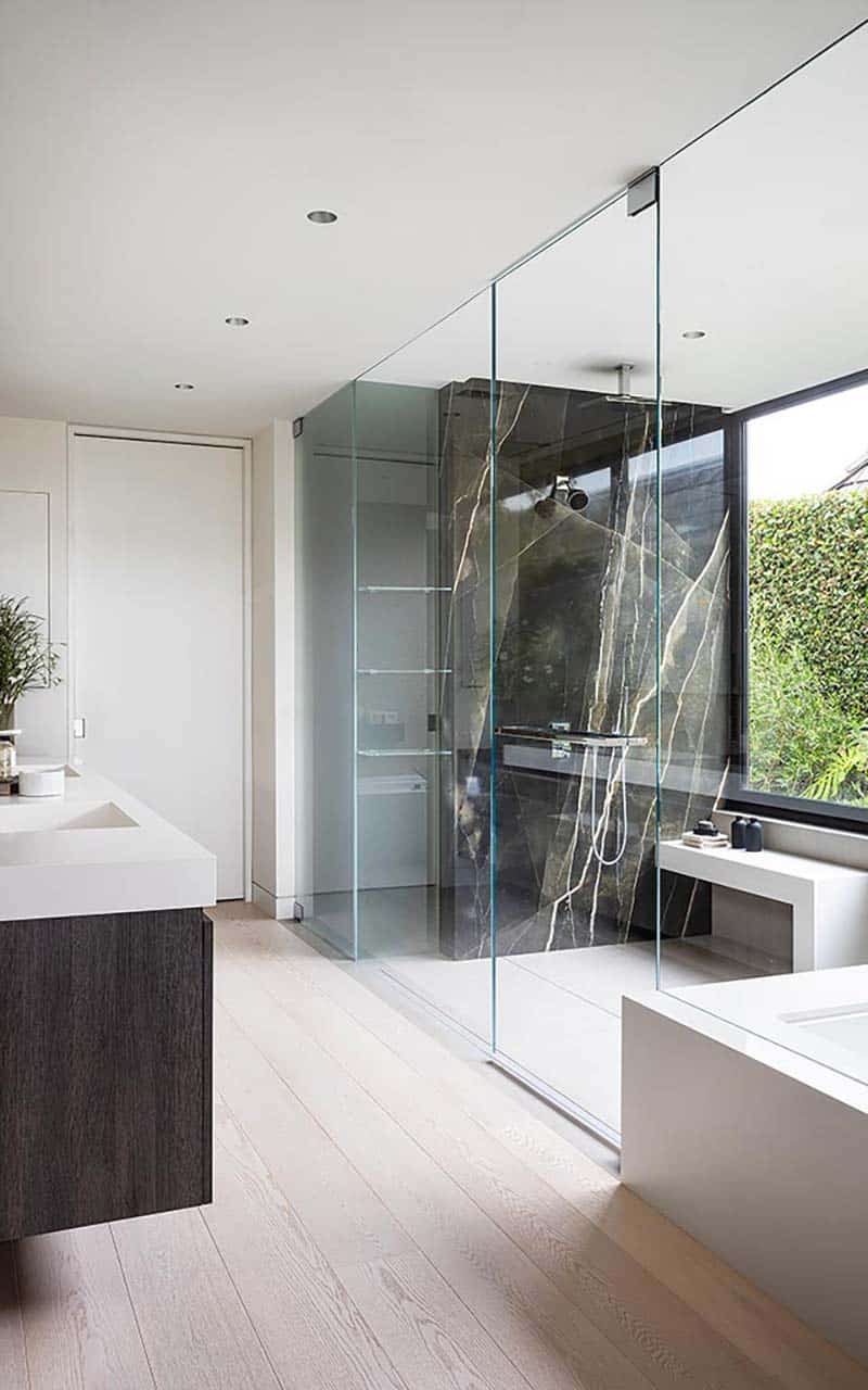 modern bathroom with a walk-in shower