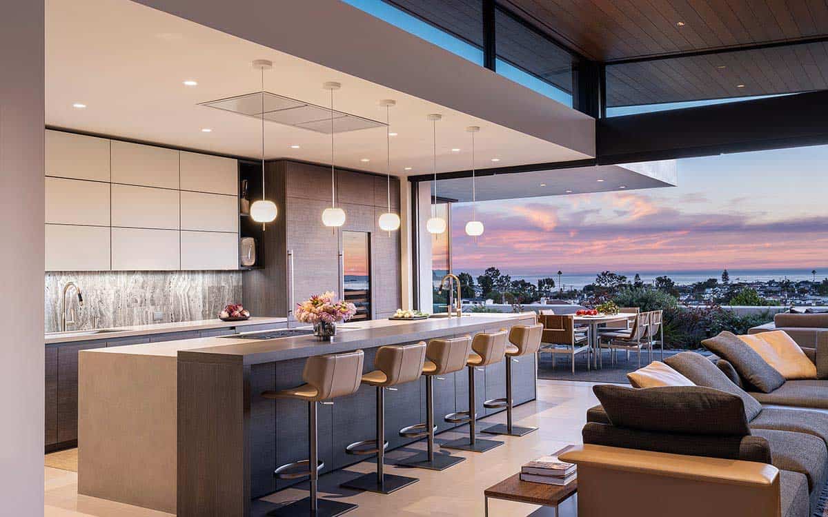 modern kitchen with a view
