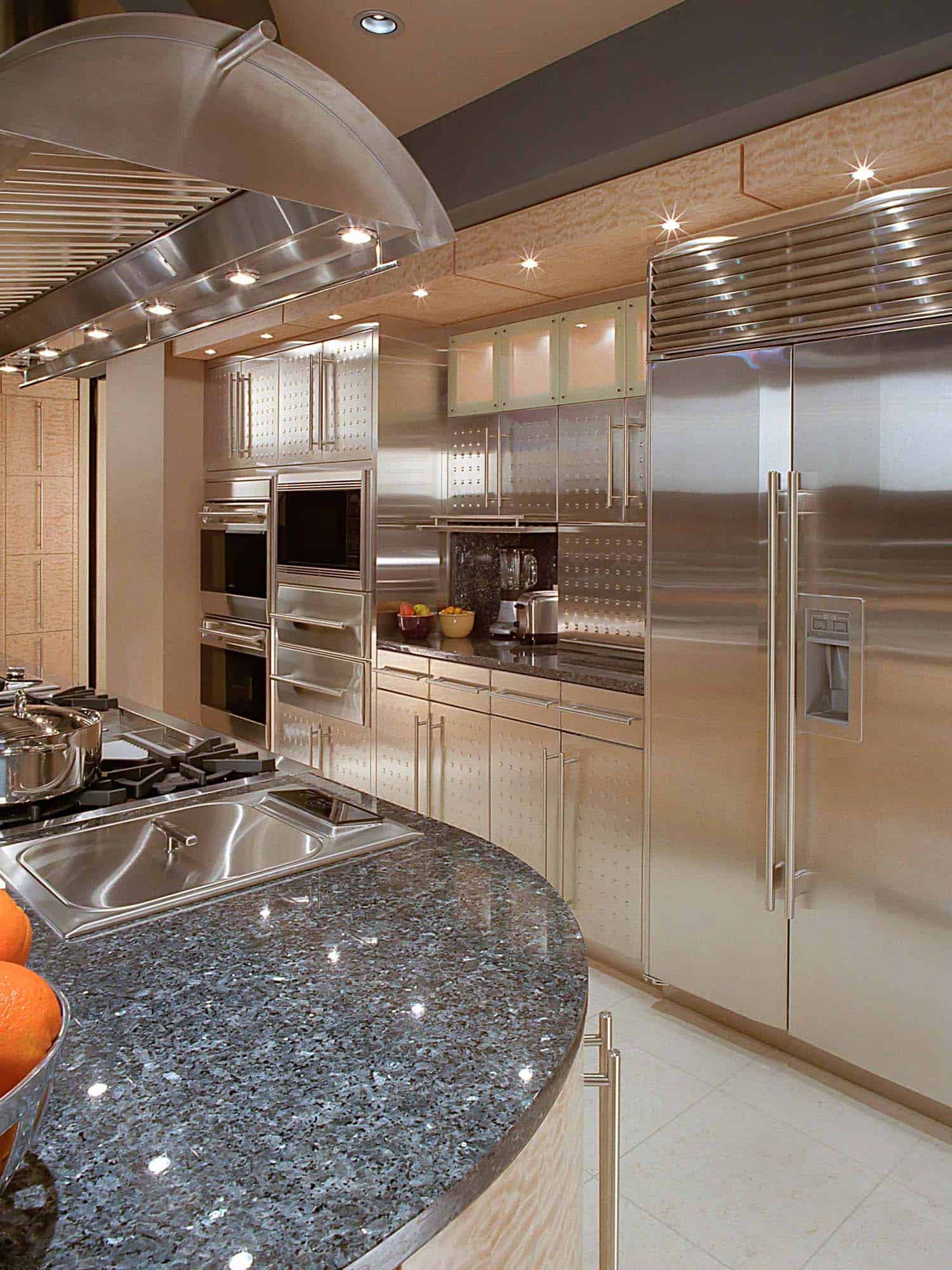 modern kitchen with stainless steel appliances