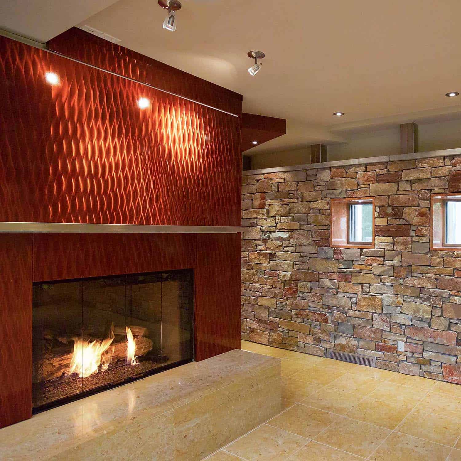 modern fireplace detail