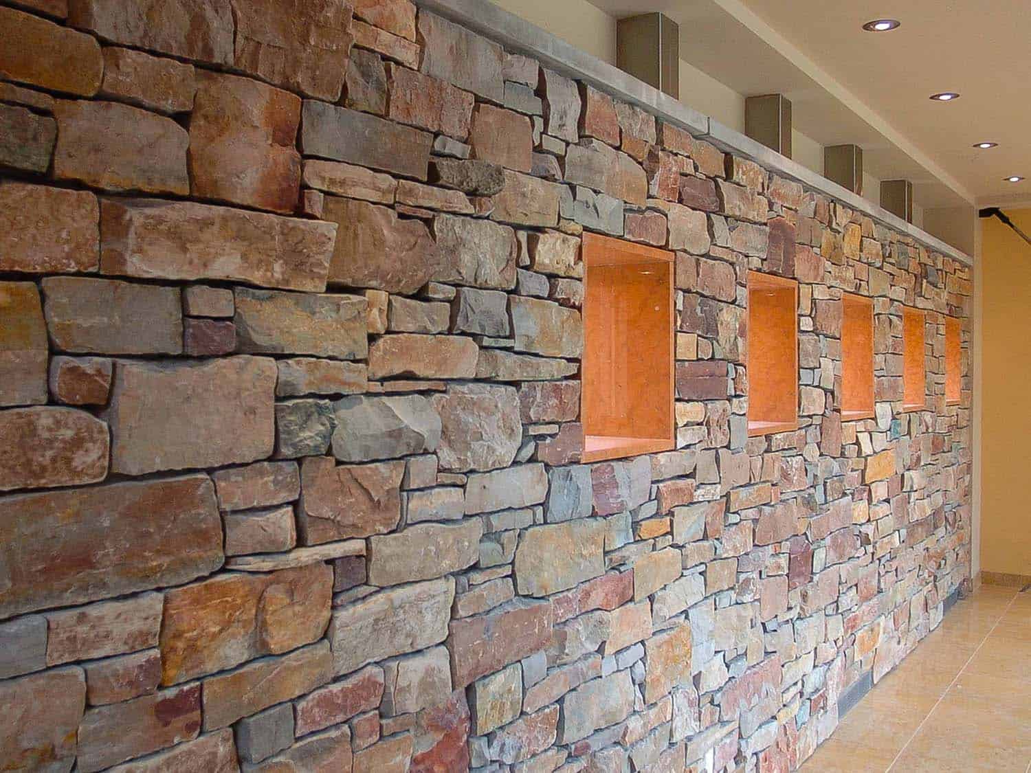 modern interior stone wall detail