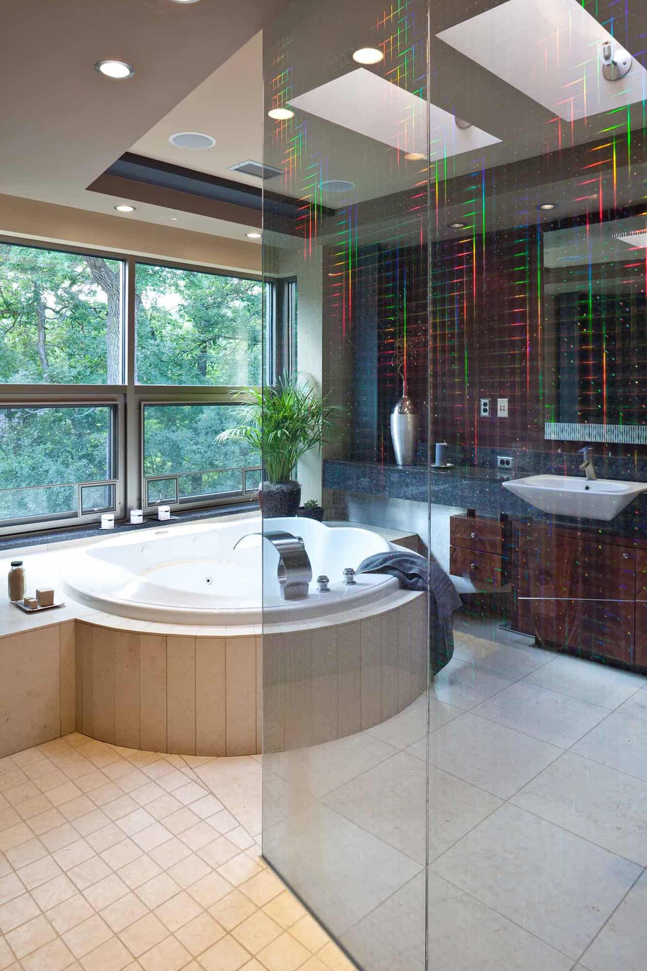 modern bathroom with an integrated spa tub
