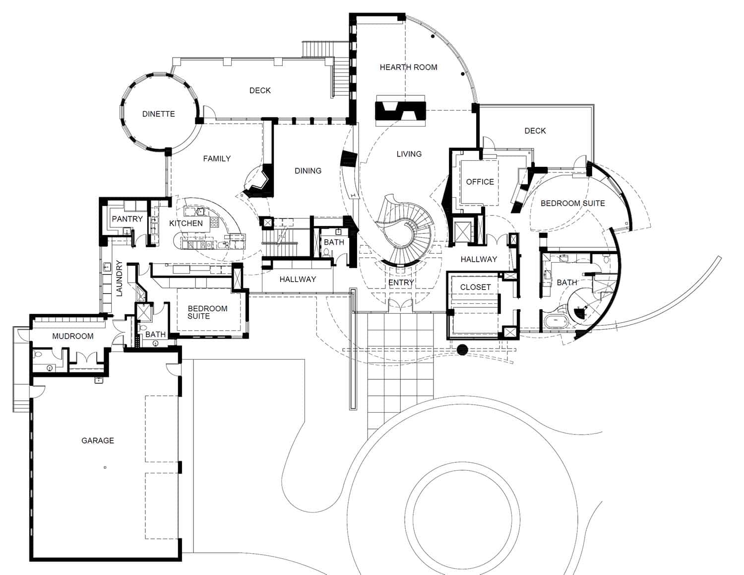 modern home main level floor plan