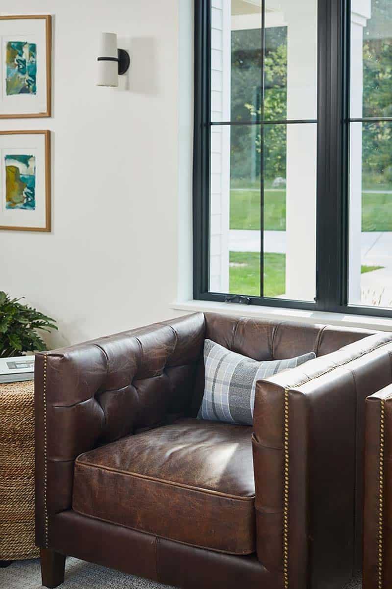 modern farmhouse living room leather chairs