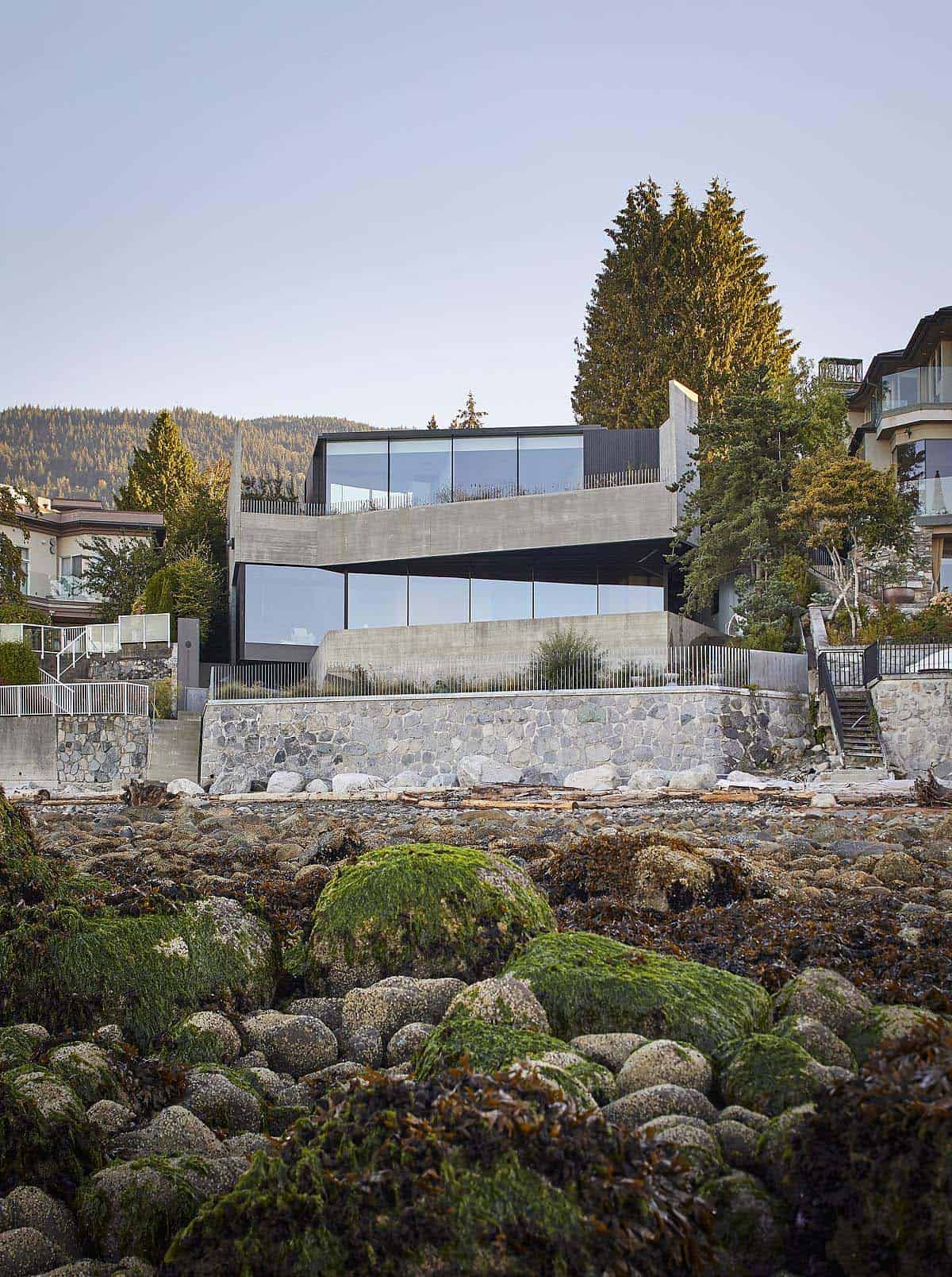 modern home exterior with a landscape view