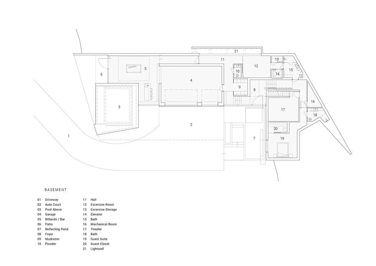 modern house basement floor plan