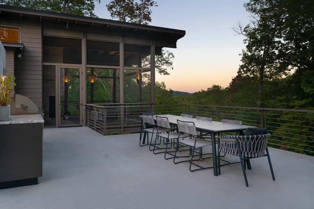modern mountainside home patio