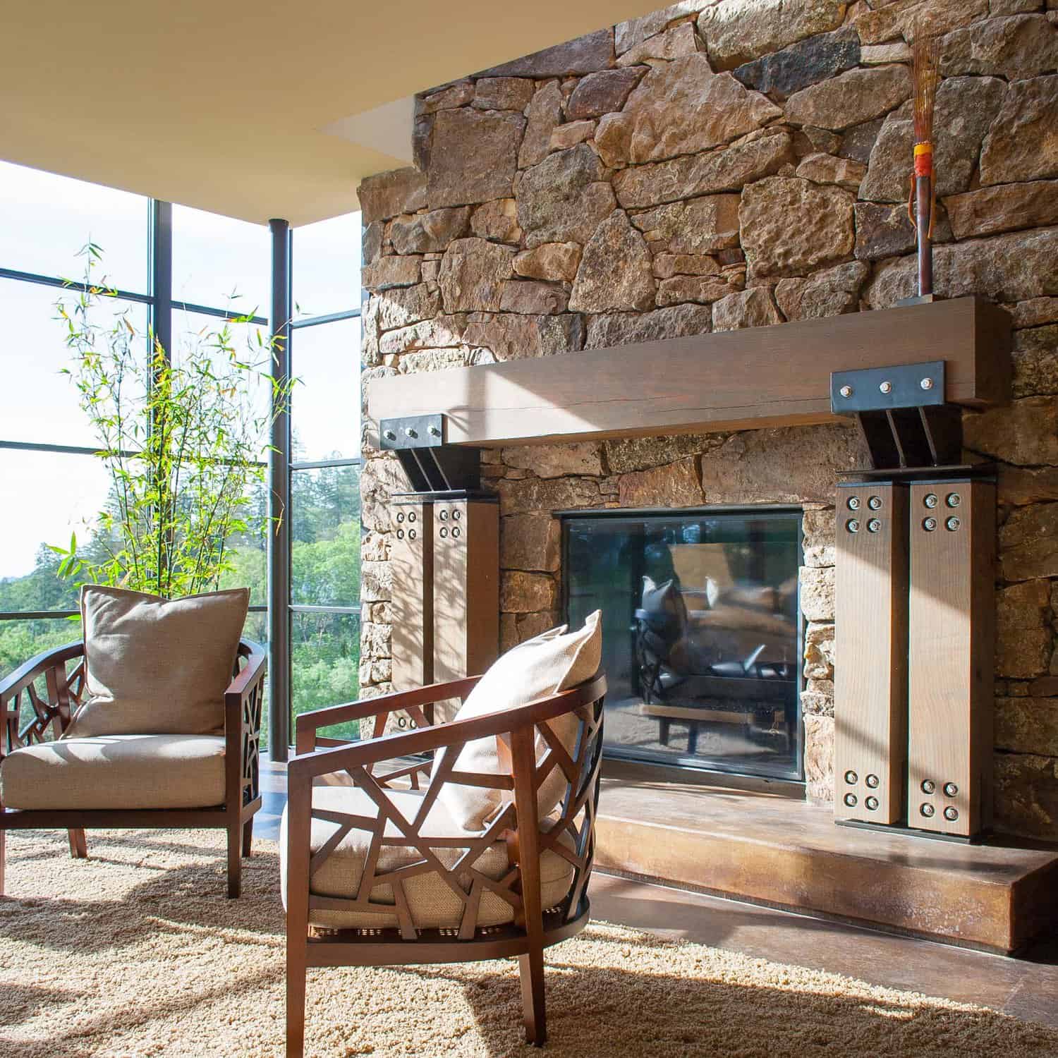 modern living room fireplace