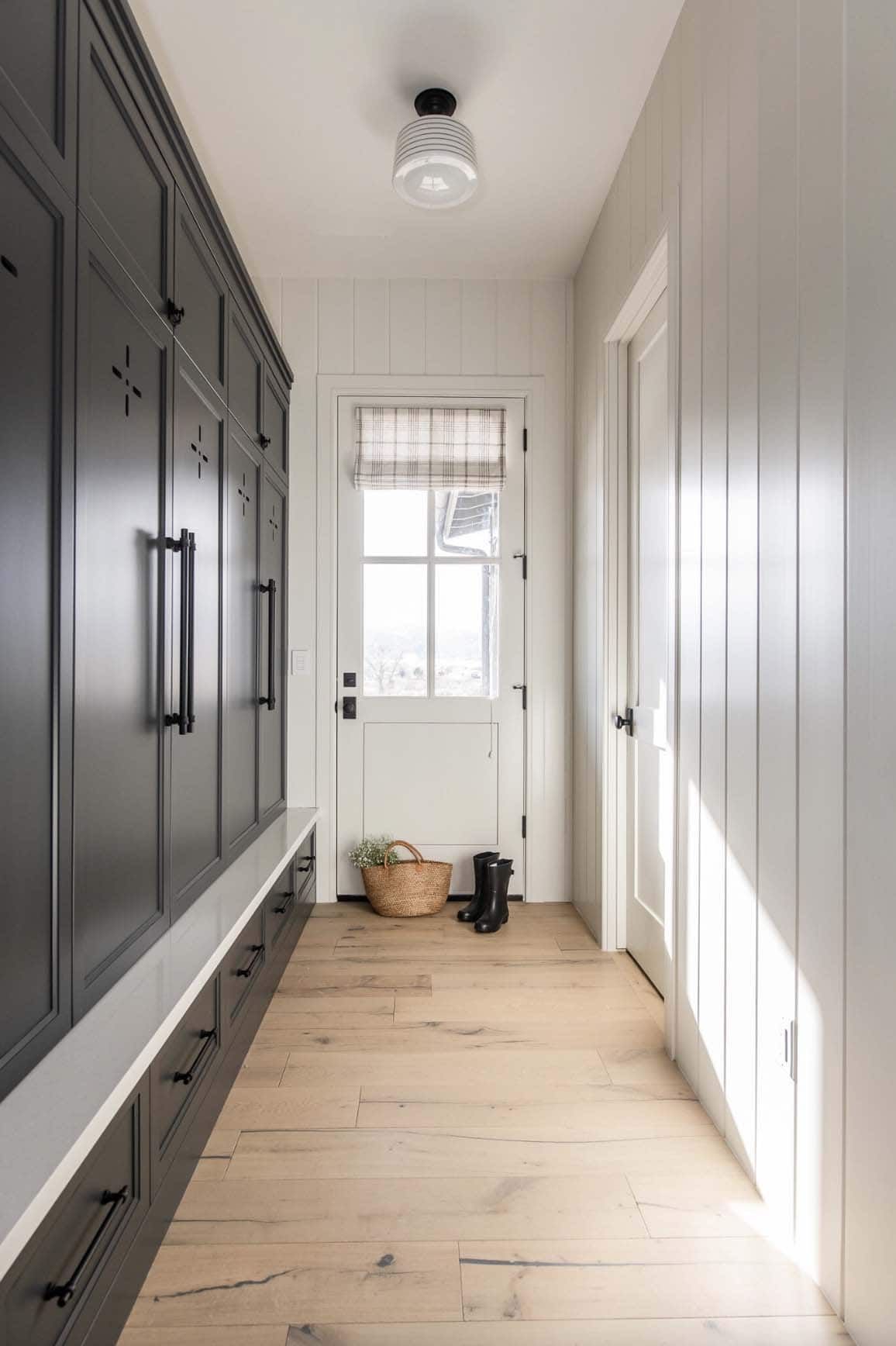 traditional farmhouse style mudroom