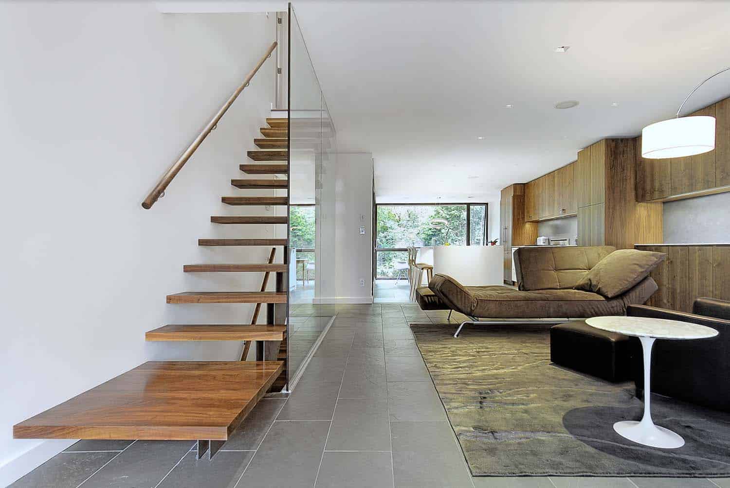 contemporary staircase and great room