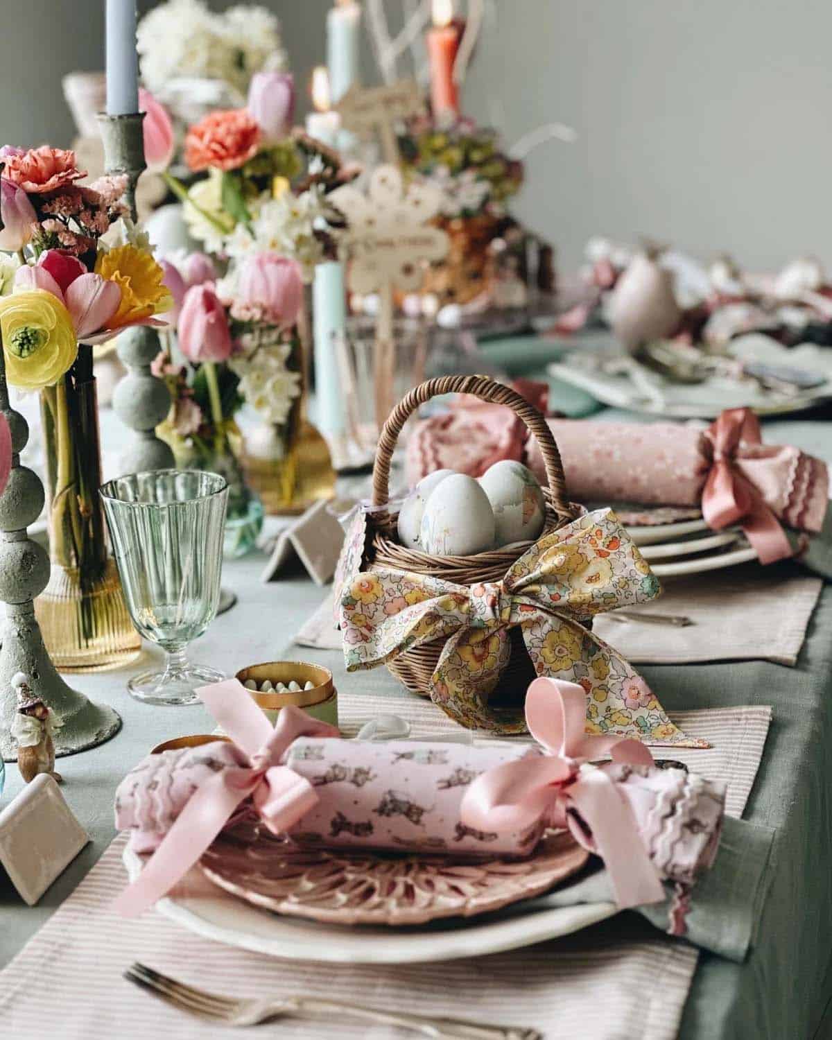 beautiful Easter table with pastel hues