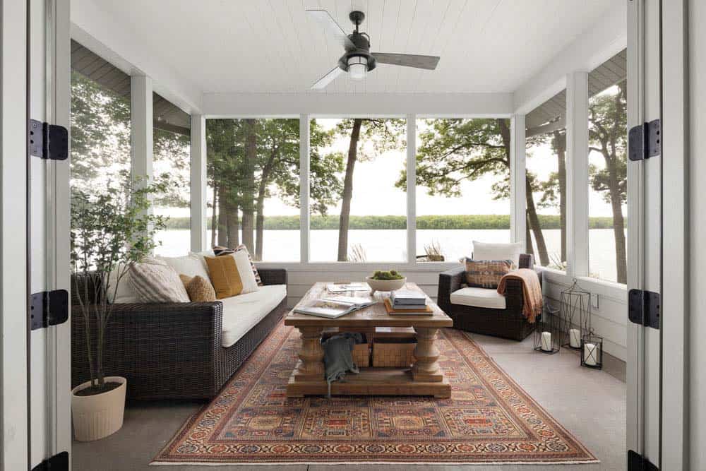 contemporary sunroom with large windows