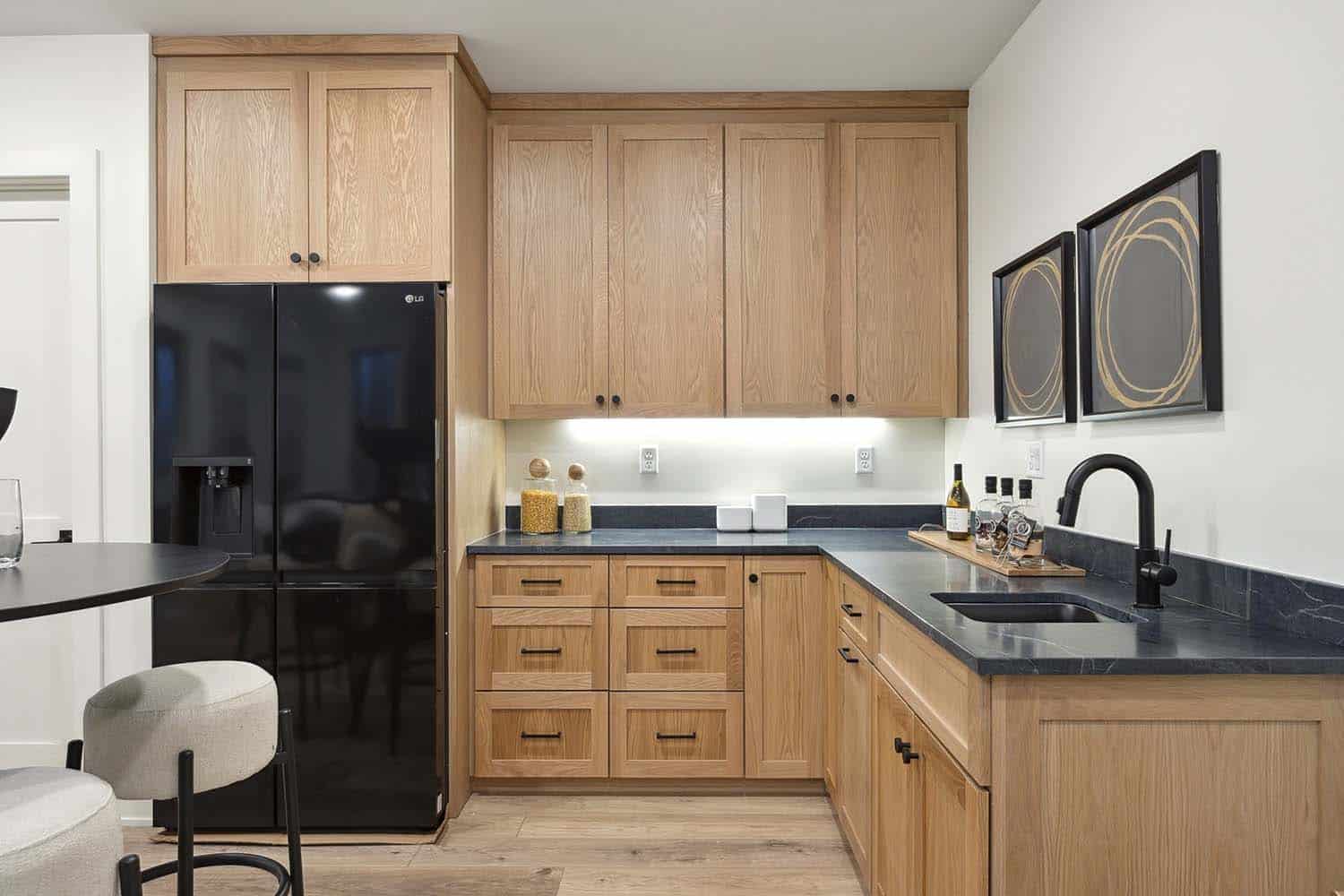 modern lower-level kitchenette