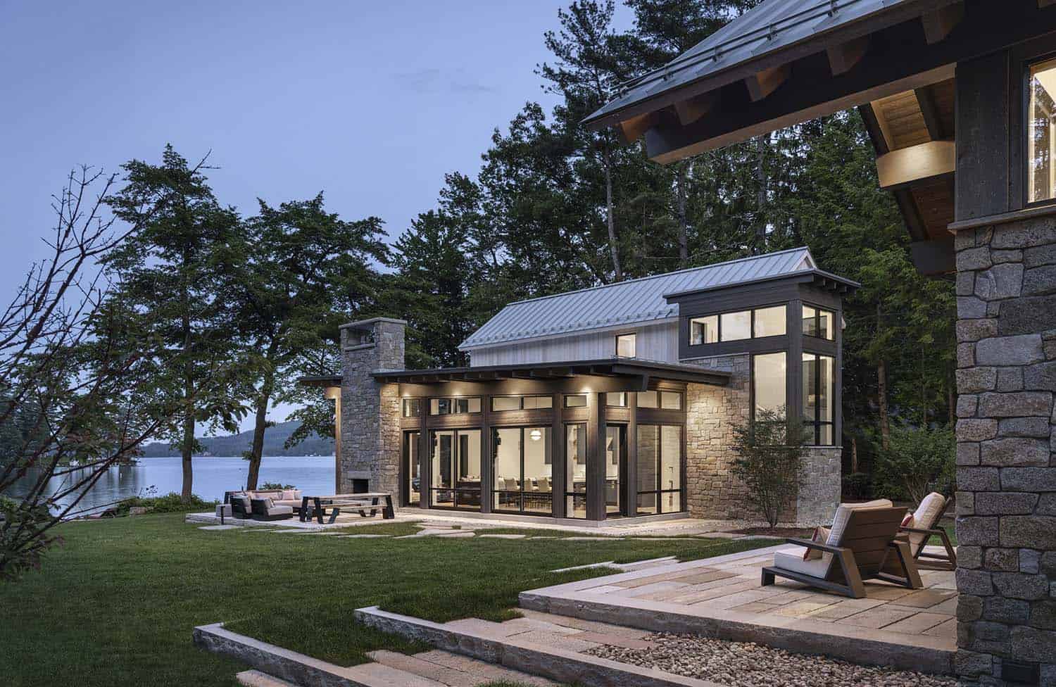 modern lake house exterior