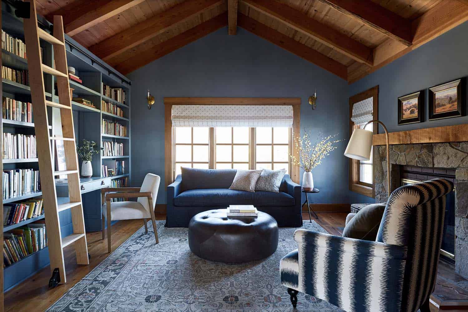 modern rustic home library