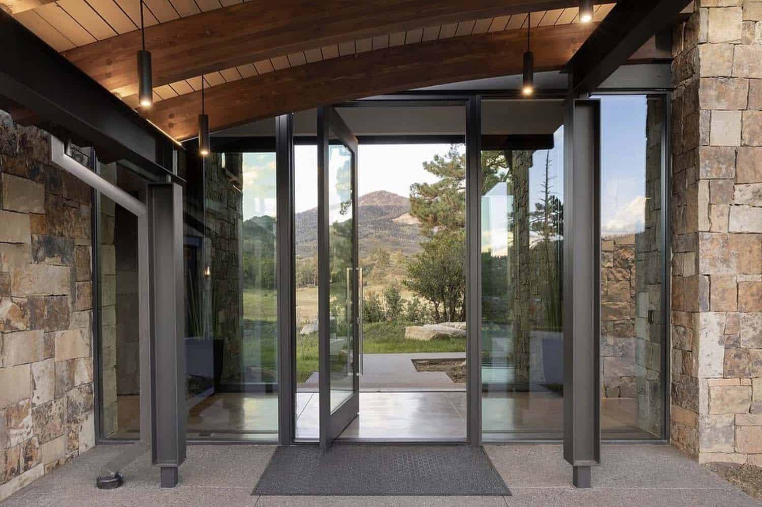 modern rustic ranch house entry