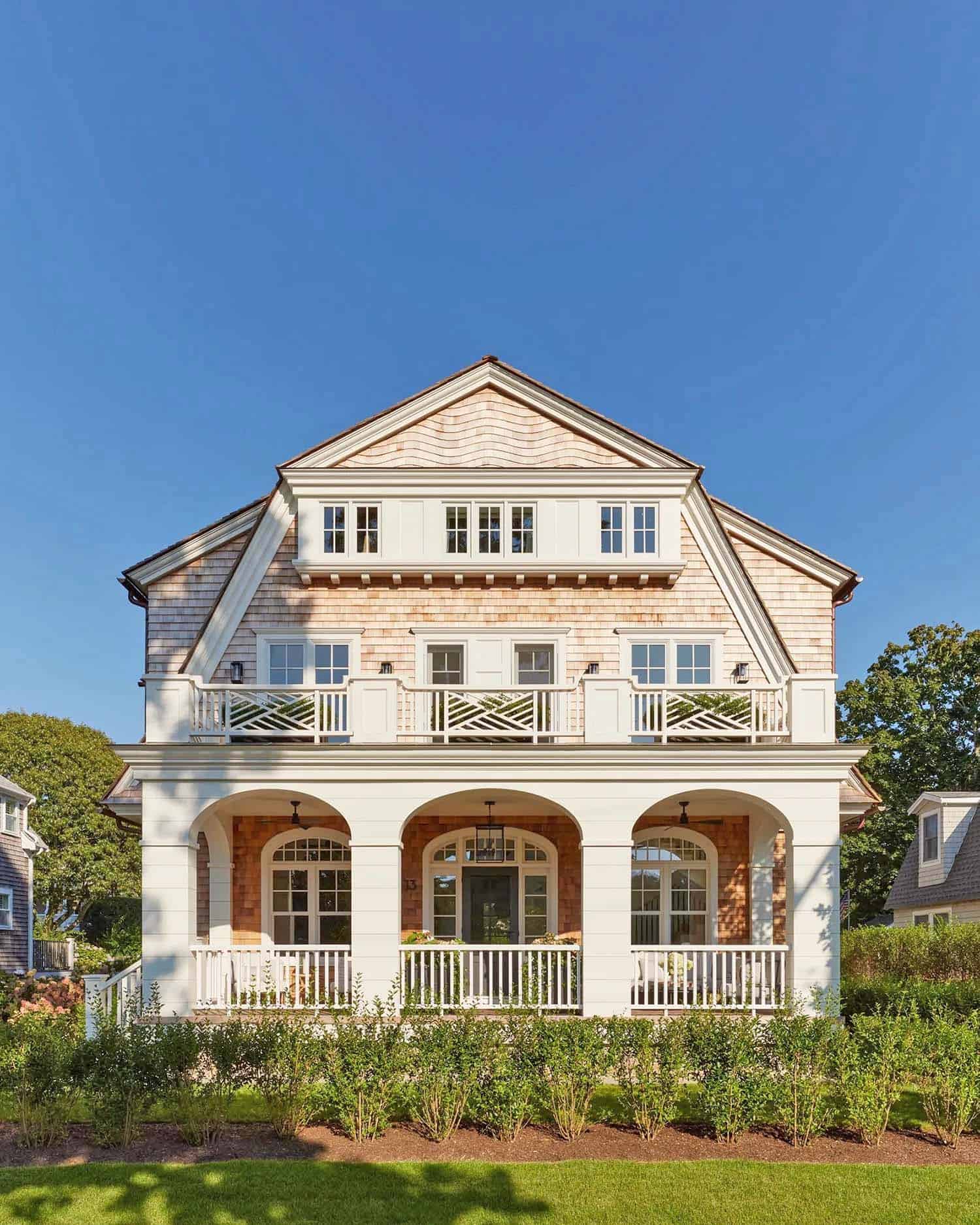 This shingle-style cape home offers a serene getaway in Massachusetts