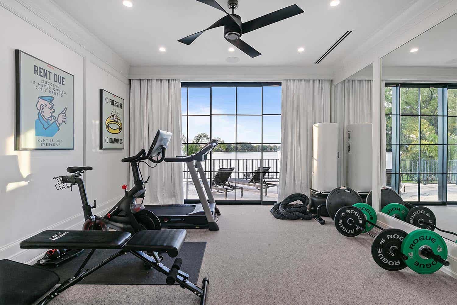 transitional style home gym