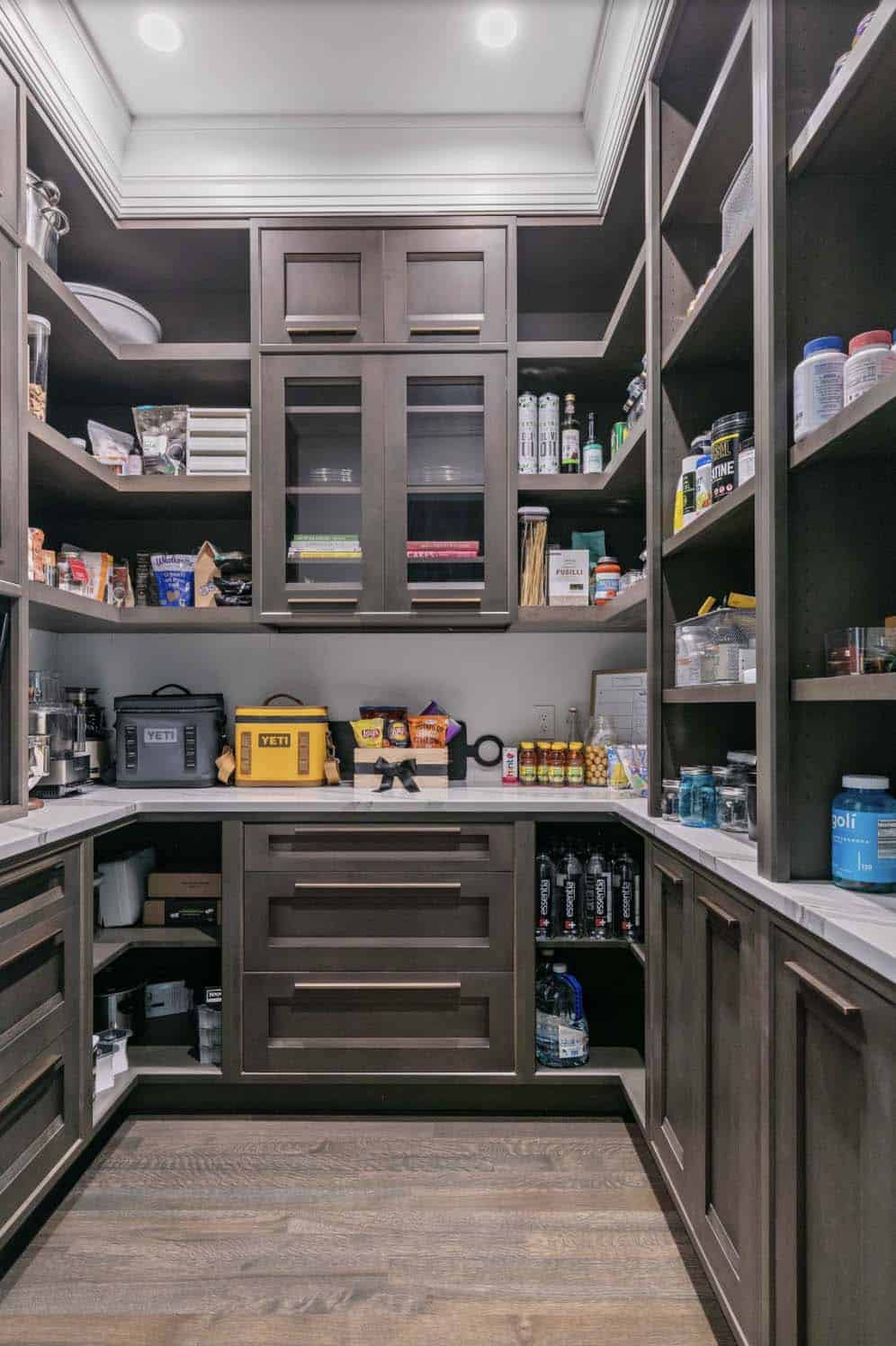 transitional style kitchen walk-in pantry