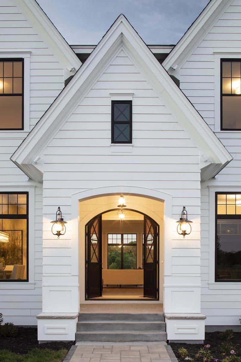 transitional style home exterior entry