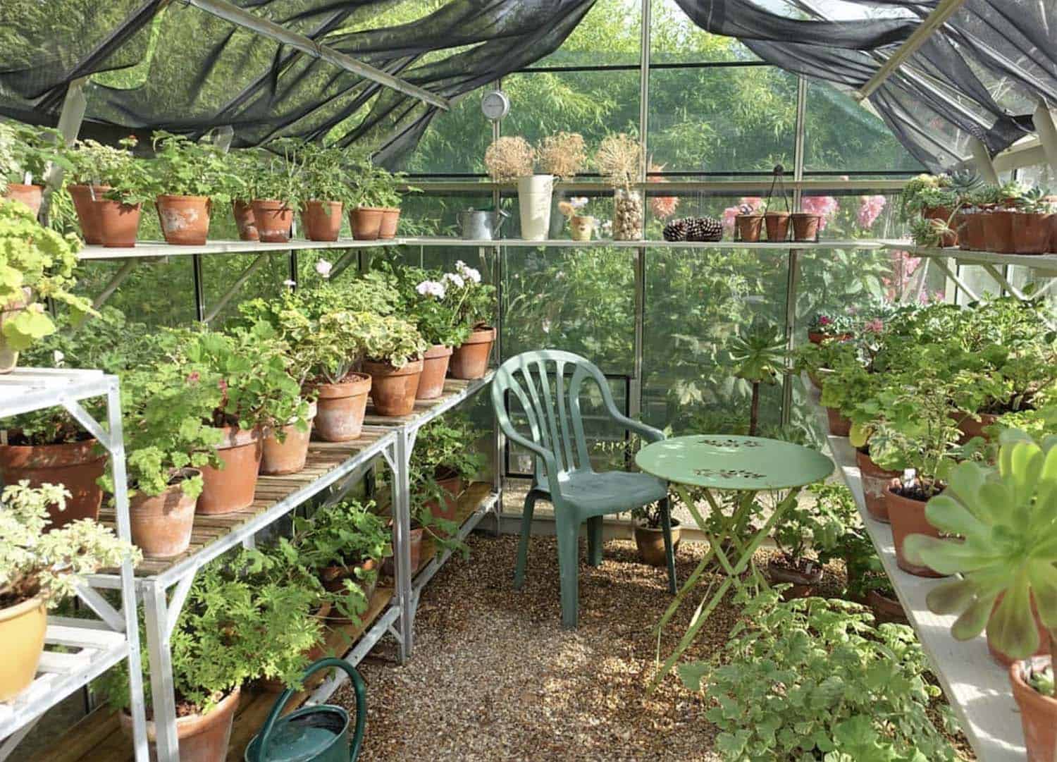 potting station in the greenhouse