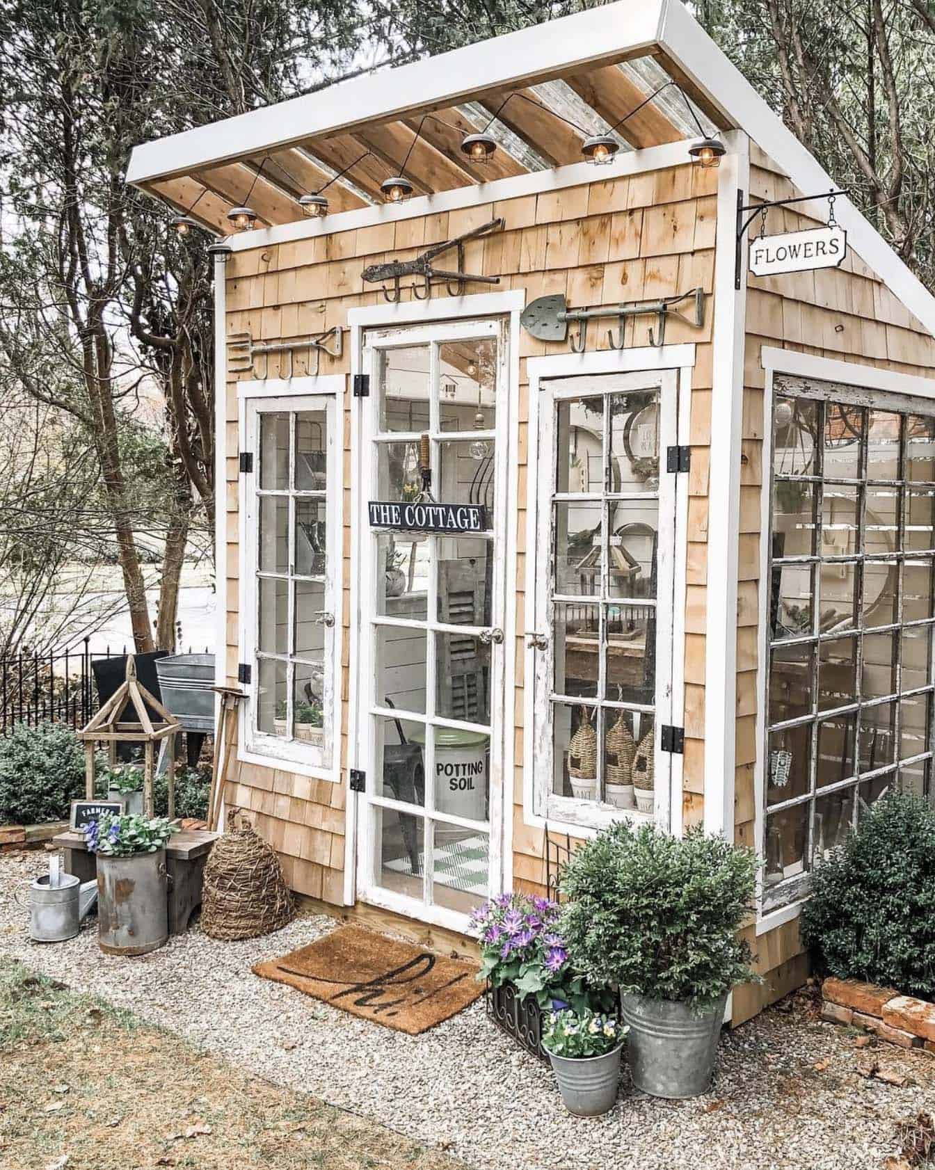 cozy she shed retreat with windows