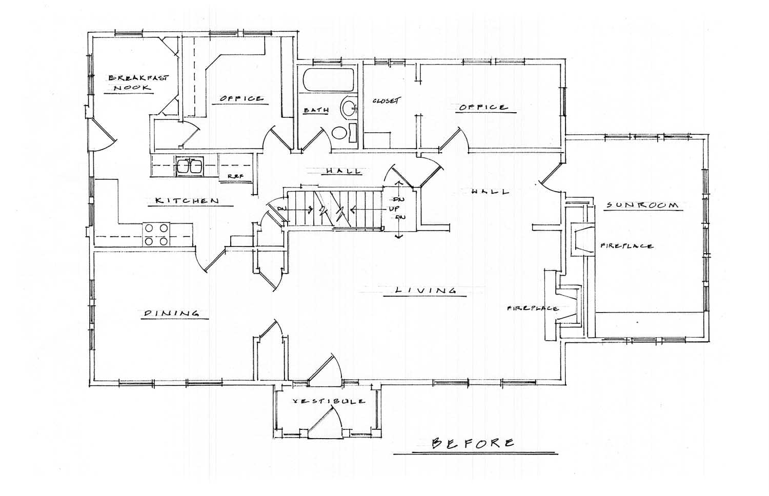 historic home floor plan before the renovation