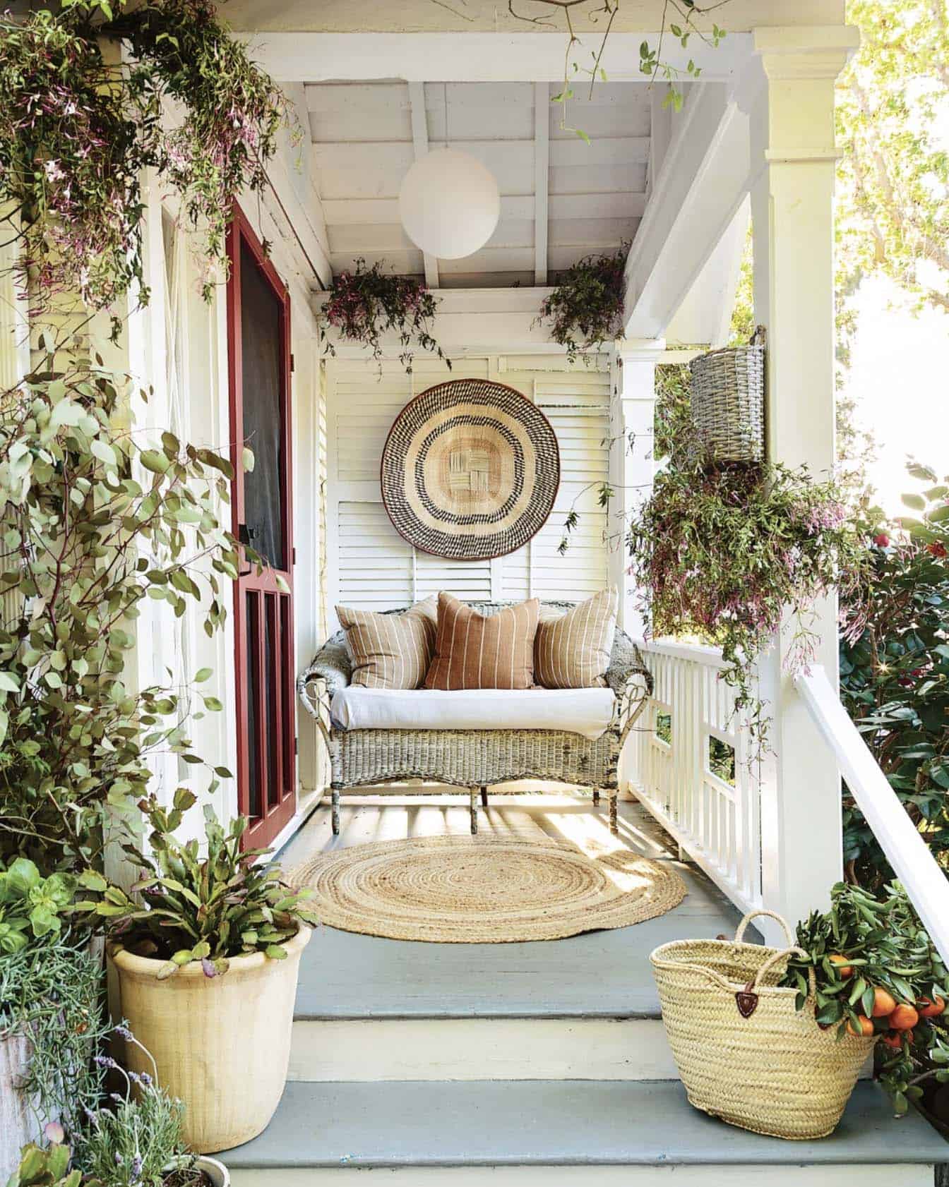 summer front porch with vintage decor