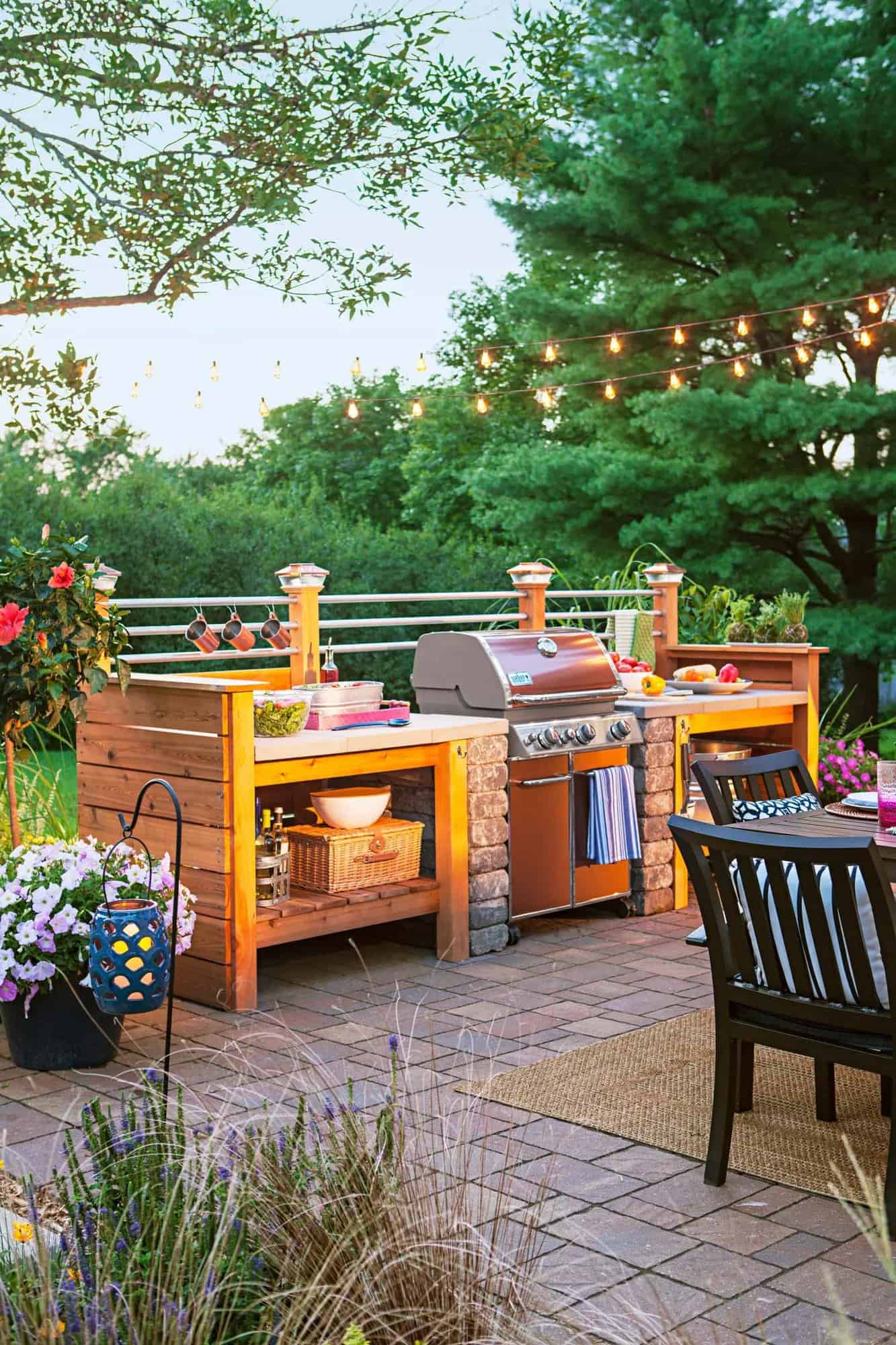 industrial style outdoor grill station