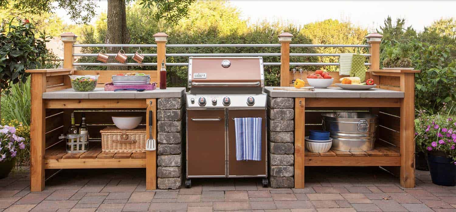 industrial style outdoor grill station