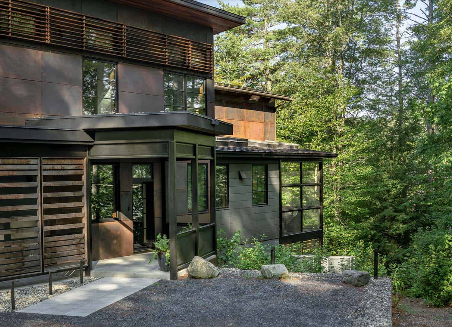 modern lake house exterior