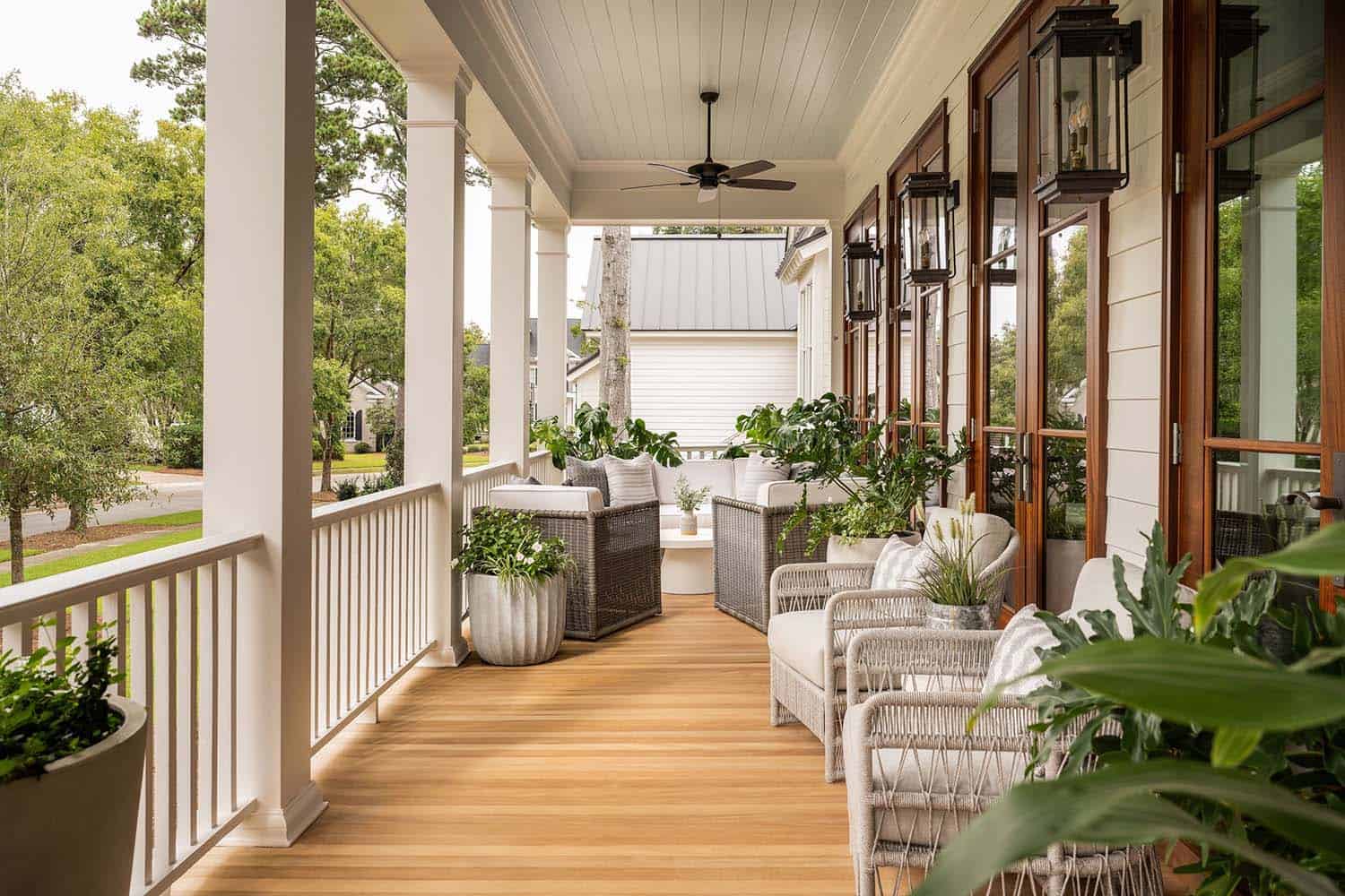 coastal contemporary covered front porch