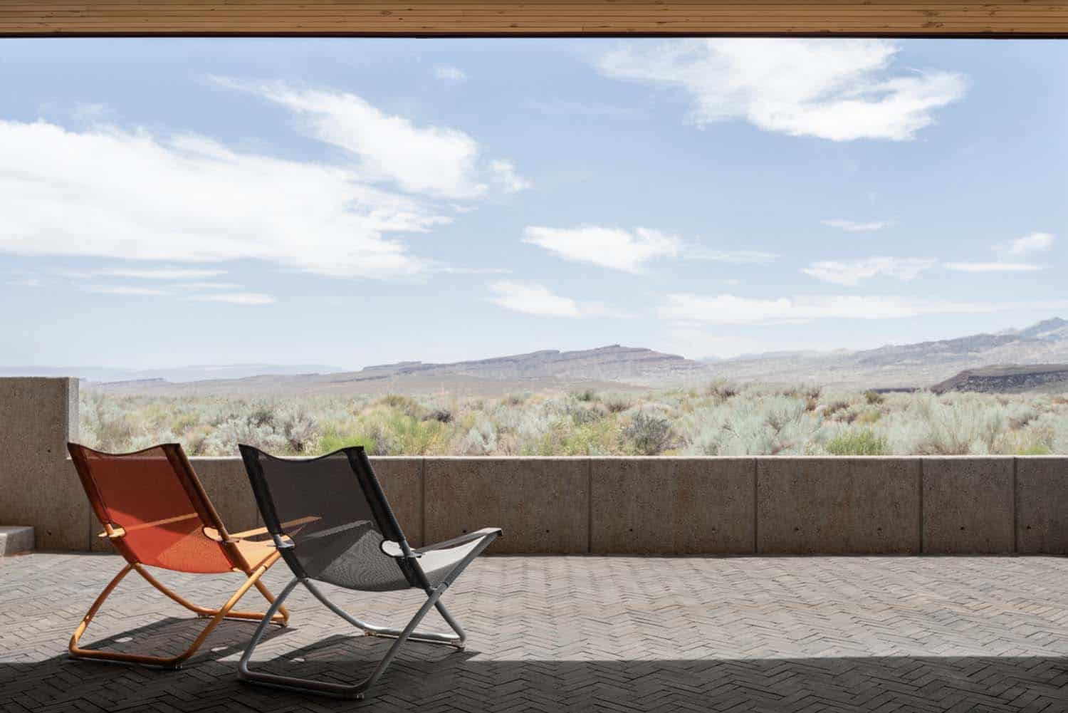modern covered patio with a view of the desert