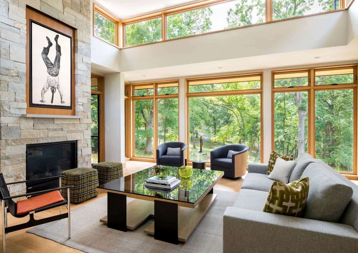 modern living room with large windows