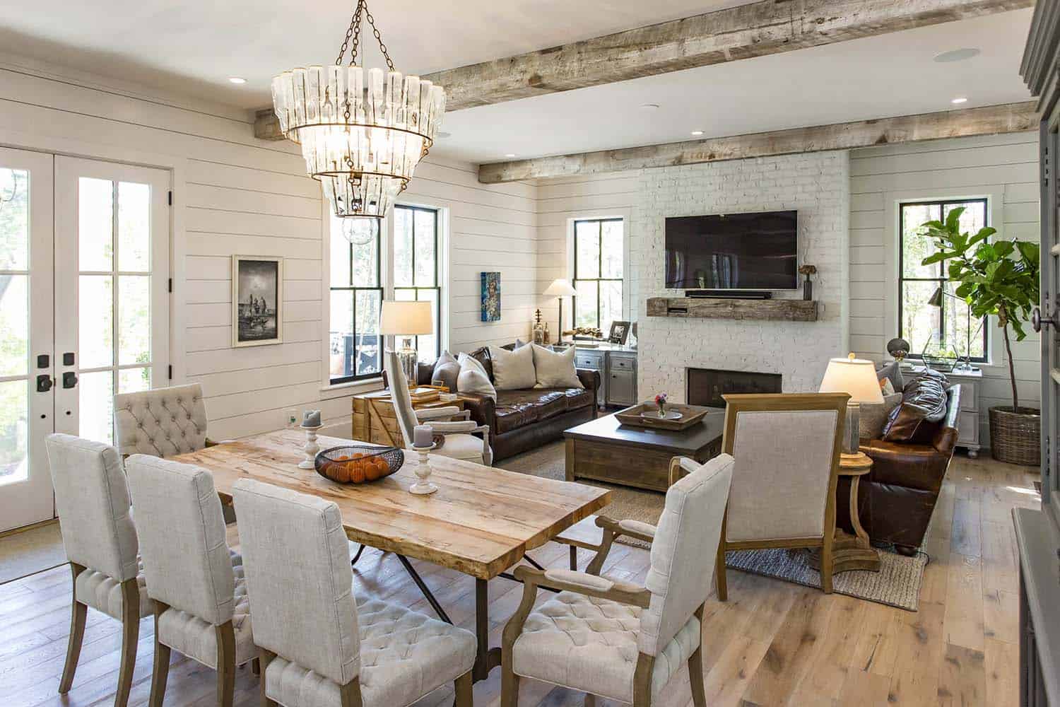 modern farmhouse dining and living room