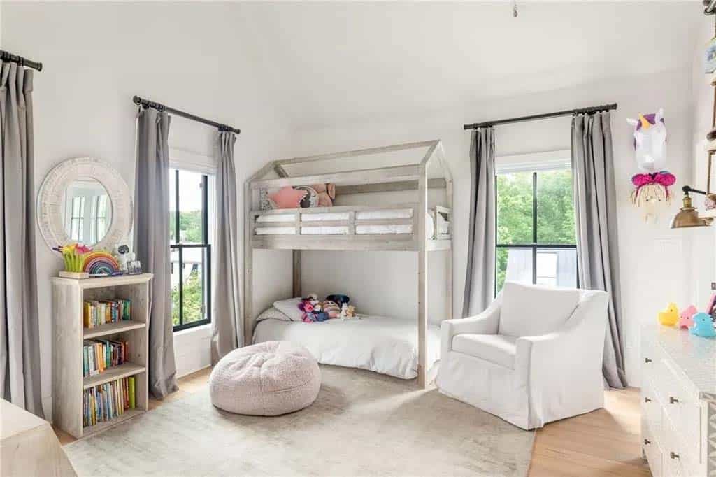 modern farmhouse kids bunk bedroom 
