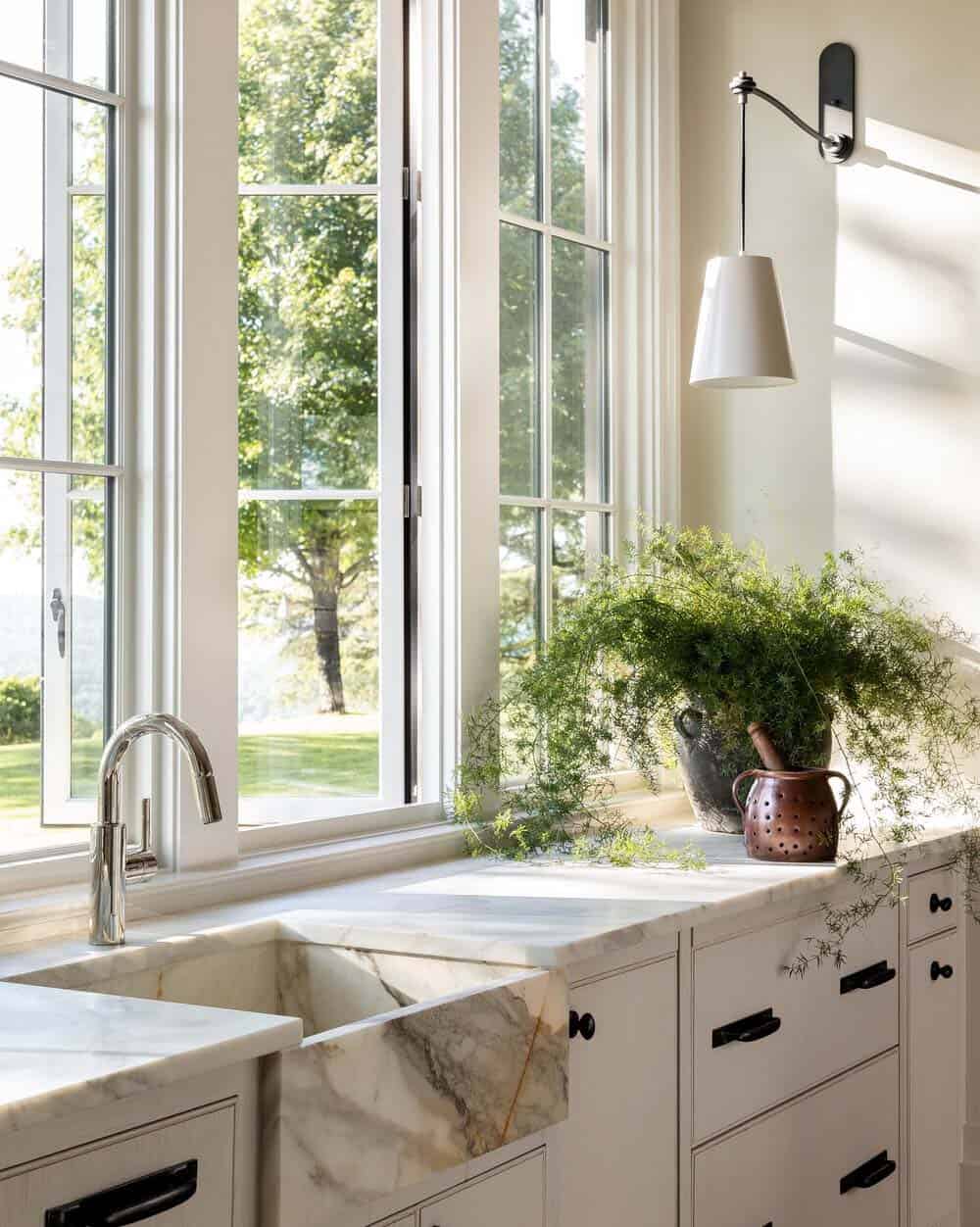 modern rustic kitchen sink wall with windows