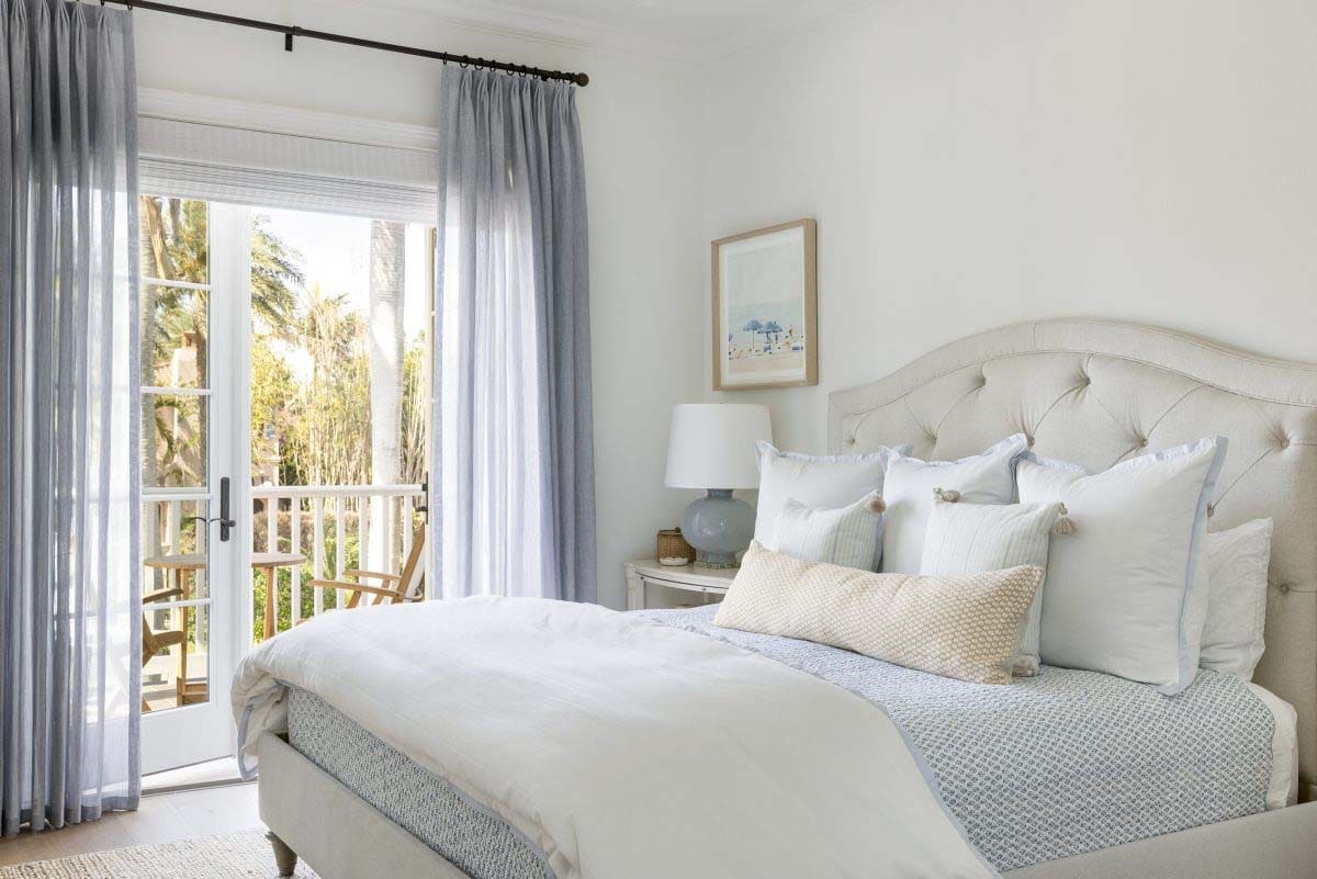 coastal style bedroom with French doors