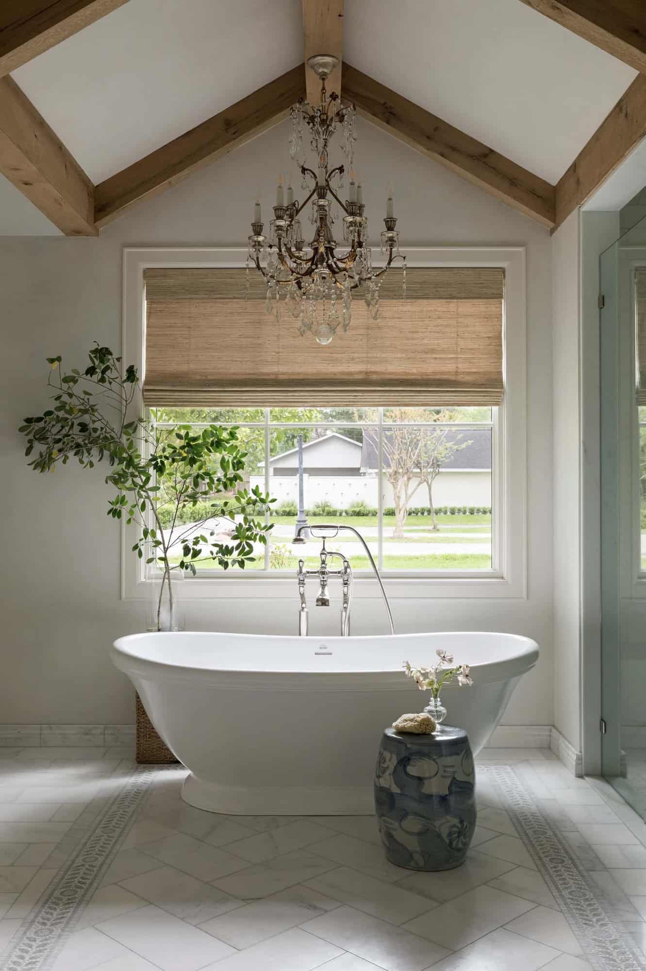 traditional bathroom with a freestanding tub