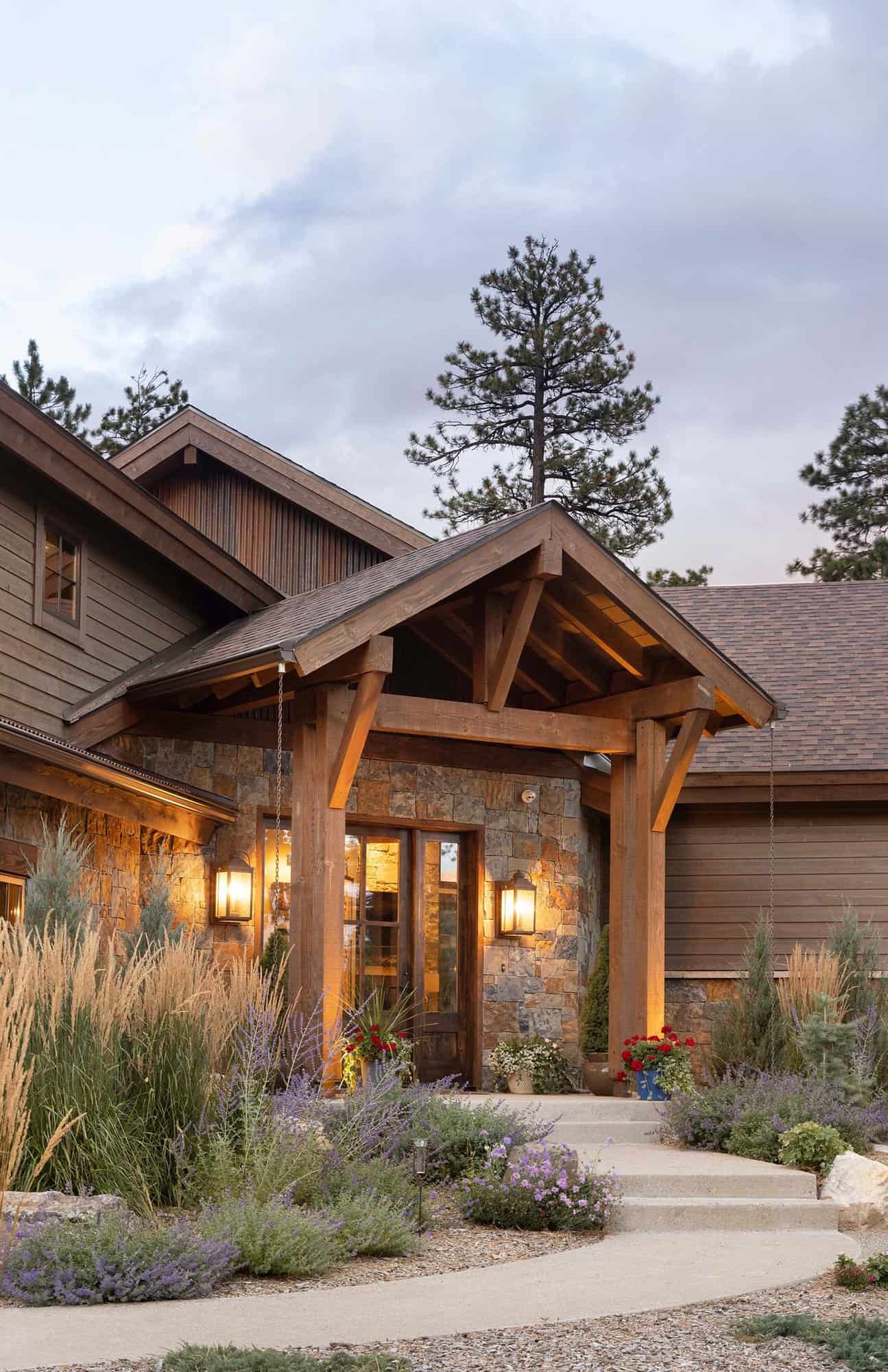traditional mountain timber home exterior