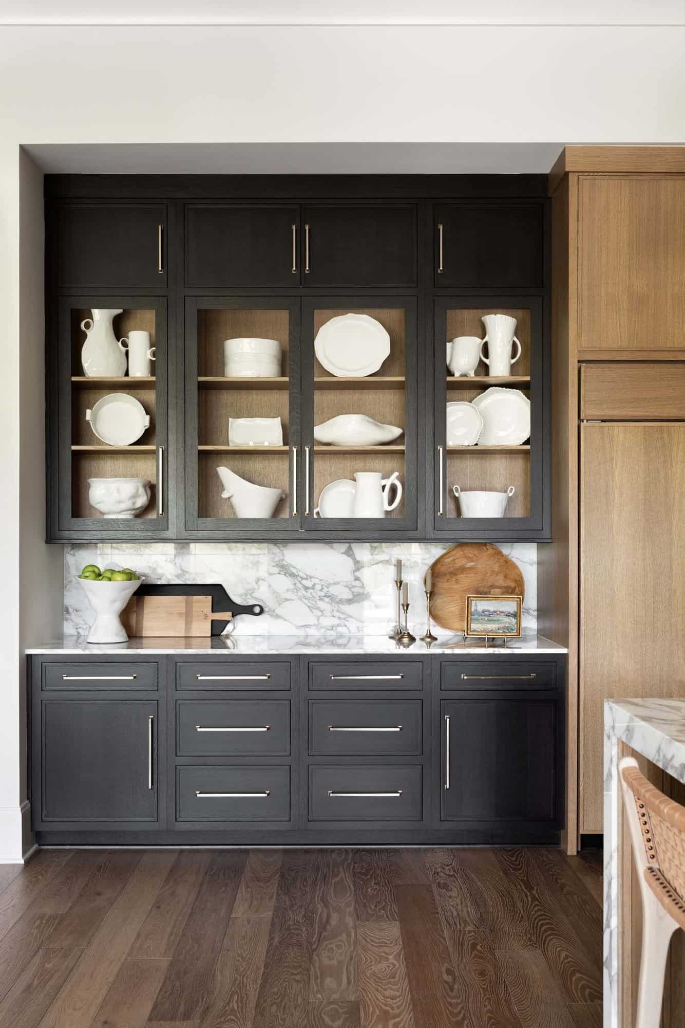 transitional style kitchen built-in buffet