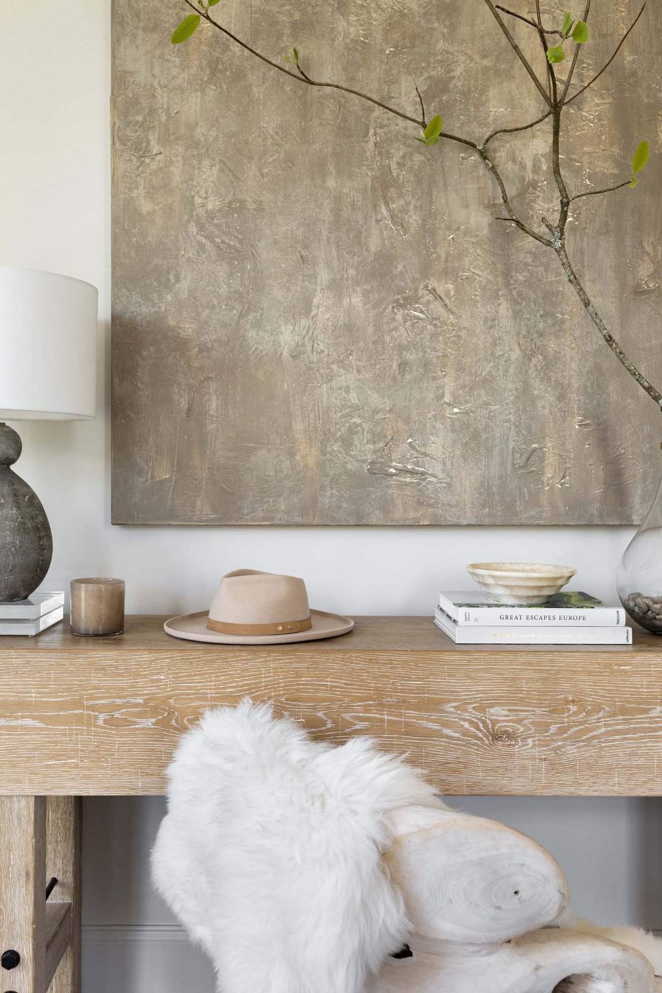 transitional style console table